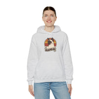 Siamese Cat Retro 70s Sunset Graphic Hoodie - Cozy Cotton Poly Blend Pullover - Unisex White