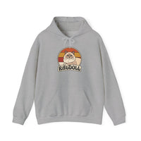 Ragdoll Cat Retro 70s Sunset Hoodie - Soft Blend Fleece Pullover Hoodie - Unisex White