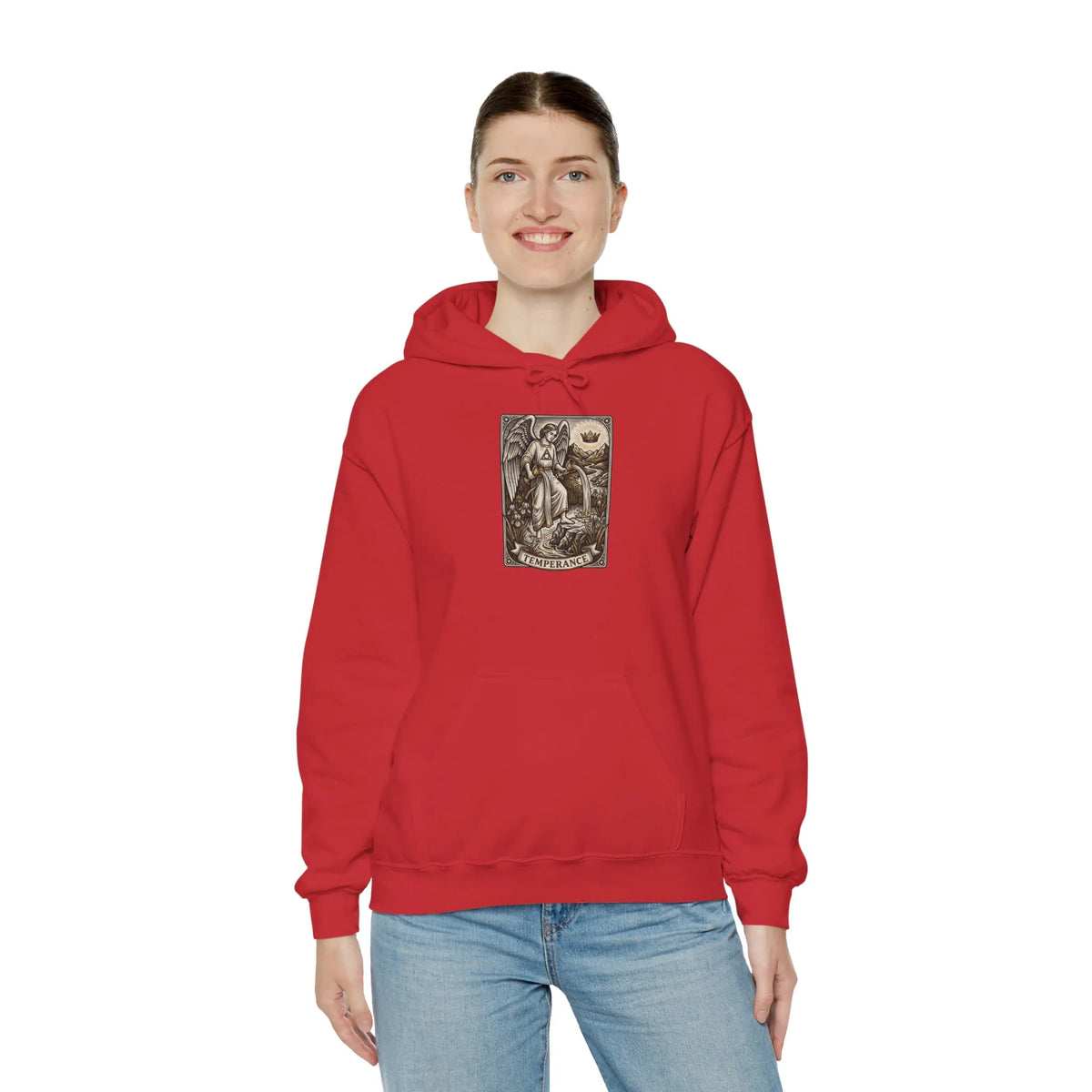 Temperance Tarot Card Hoodie - Heavy Blend Fleece Pullover - Unisex White