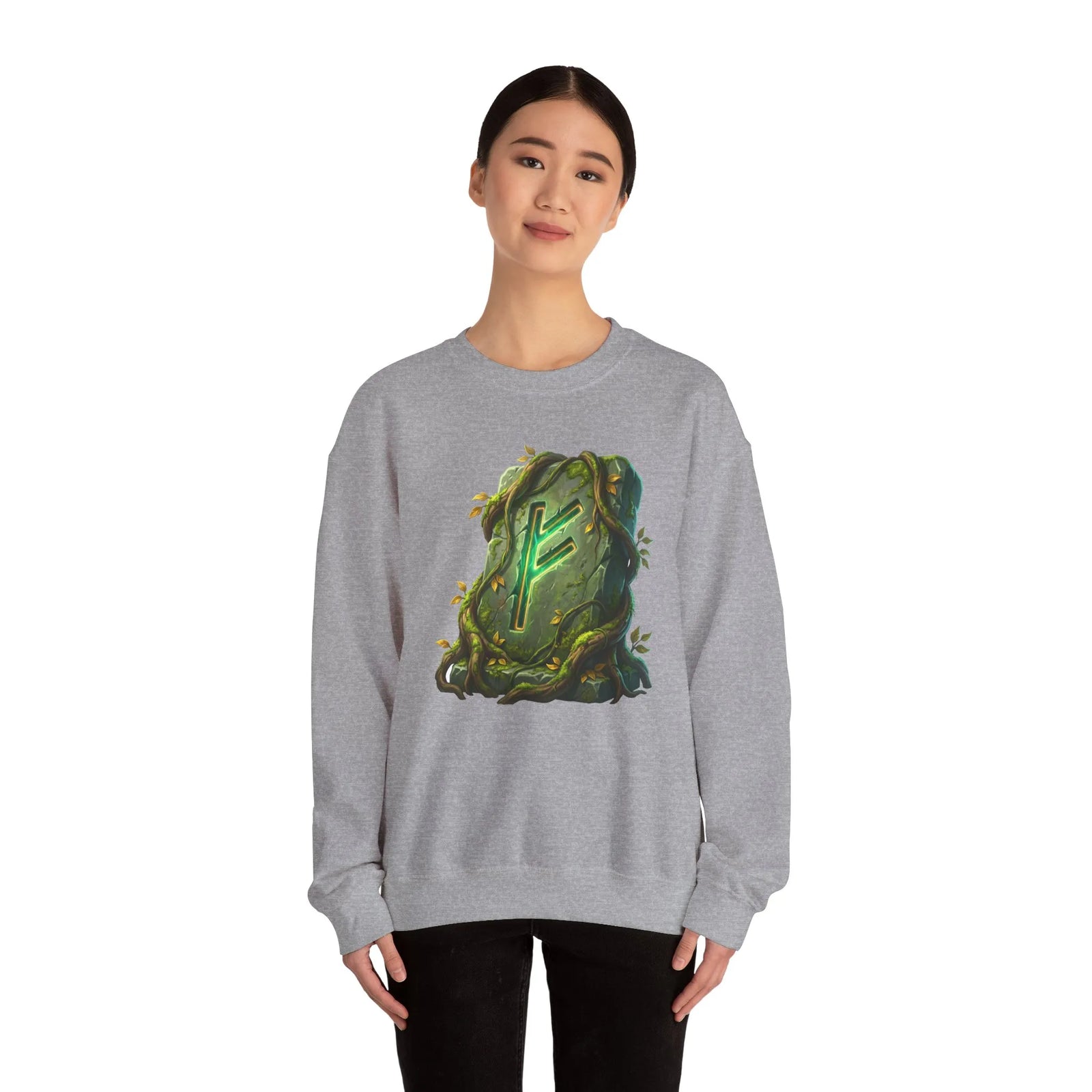 Fehu Wealth Rune Sweatshirt - Heavy Blend Fleece Crewneck - Unisex White