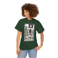 Death Tarot Card Knight Graphic T-Shirt - Heavyweight 100% Cotton Classic Fit Tee - Unisex White