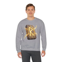 Raido Rune Journey Wheel Sweatshirt - Heavy Blend Classic Crewneck - Unisex White