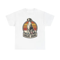 Great Dane Retro 70s Sunset Graphic T-Shirt - Heavy Cotton Classic Fit Tee - Unisex White