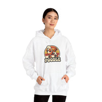 Retro 70s Sunset Poodle Hoodie - Cozy Cotton Blend Pullover - Unisex White