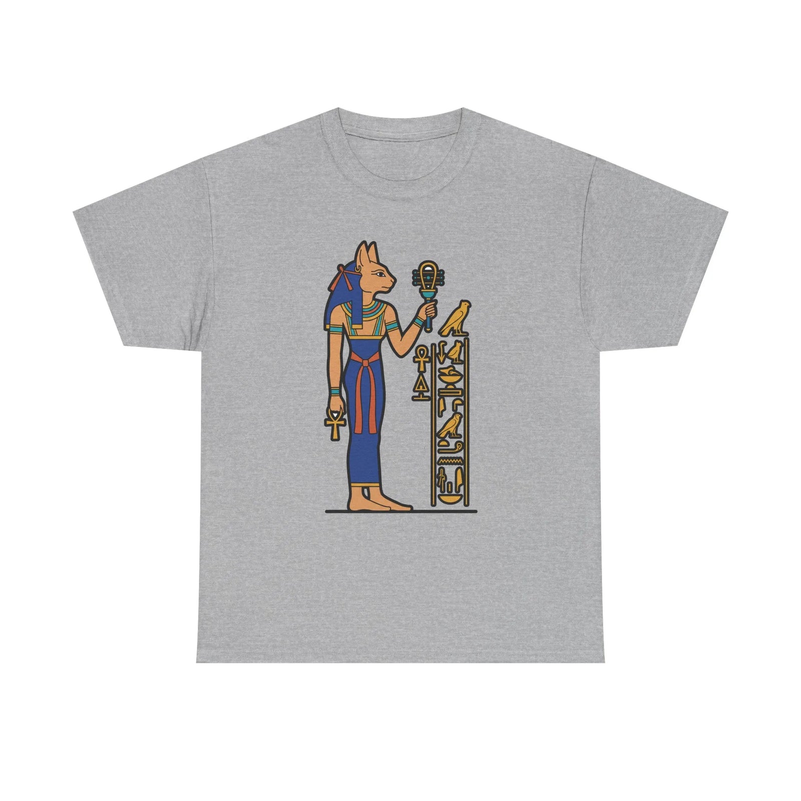 Bastet Sphynx Egyptian Pharaoh Cat T-Shirt - Heavy Cotton Classic Fit Tee - Unisex White