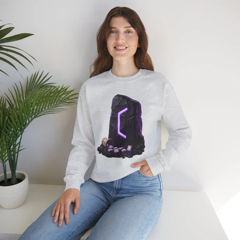 Perthro Rune Mystery Sweatshirt - Durable Cotton Poly Blend Crewneck - Unisex White