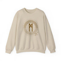 Mannaz Rune Celtic Knot Sweatshirt - Classic Fit Heavy Blend Crewneck - Unisex White