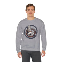 Norse Runestone Hound Odin's Wolves Sweatshirt - Medium-Heavy Cotton Blend Crewneck - Unisex White