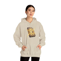 Raido Rune Journey Wheel Hoodie - Soft Cotton Blend Pullover Hooded - Unisex White