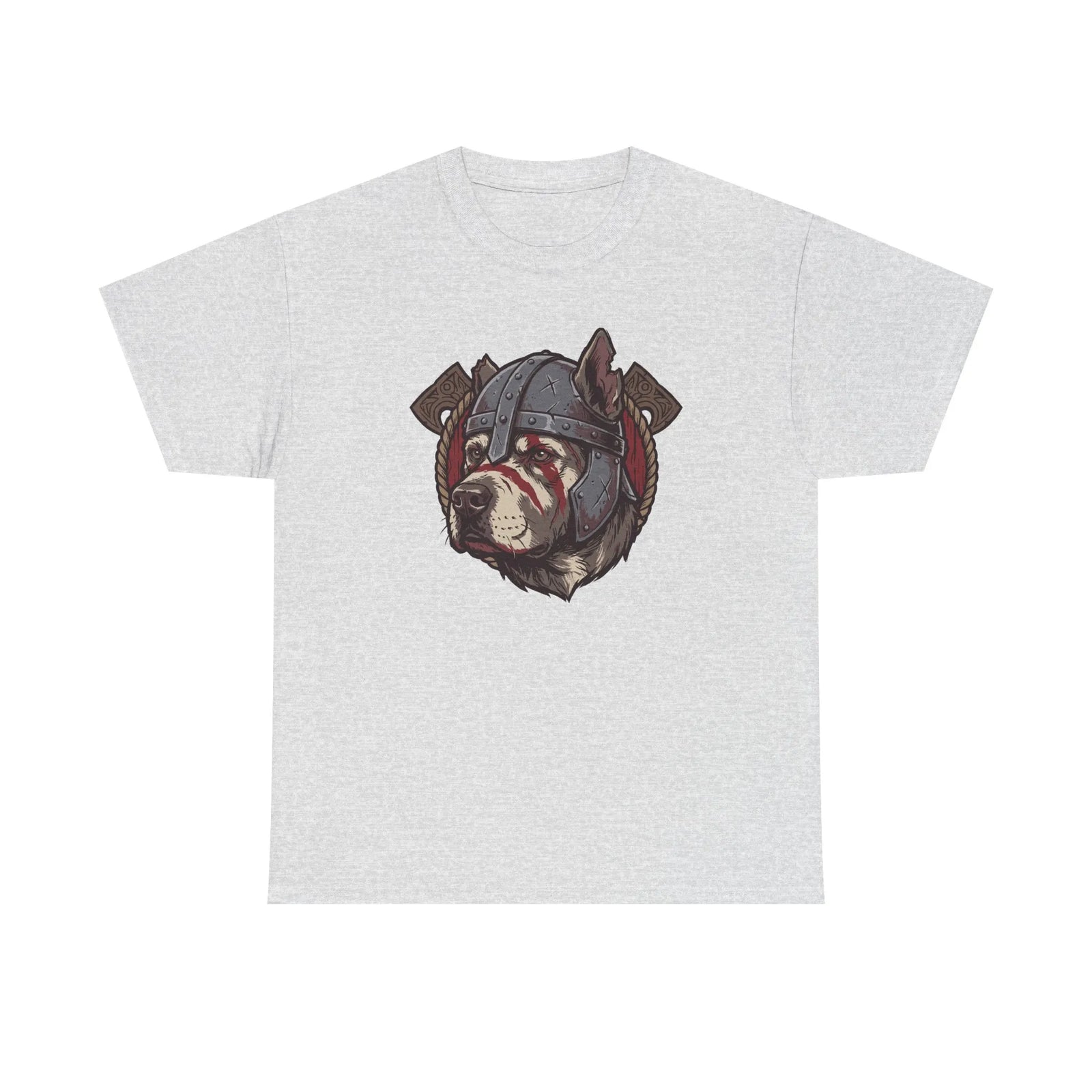 Viking Berserker Dog Warpaint T-Shirt - Heavy Cotton Classic Fit Tee - Unisex White