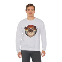 Ragdoll Cool Cat 70s Sunset Aviators Sweatshirt - Classic Fit Midweight Crewneck - Unisex White