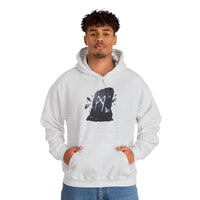 Mannaz Rune Humanity Reflection Hoodie - Heavyweight Fleece Pullover - Unisex White