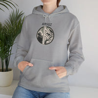 Ansuz Rune Norse Wisdom Graphic Hoodie - Heavy Blend Cotton-Poly Pullover - Unisex White