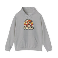 Retro 70s Sunset Poodle Hoodie - Cozy Cotton Blend Pullover - Unisex White
