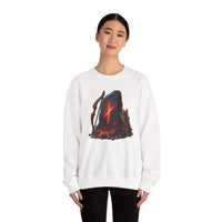 Nauthiz Rune Need-Fire Graphic Sweatshirt - Heavy Blend Crewneck Fleece - Unisex White