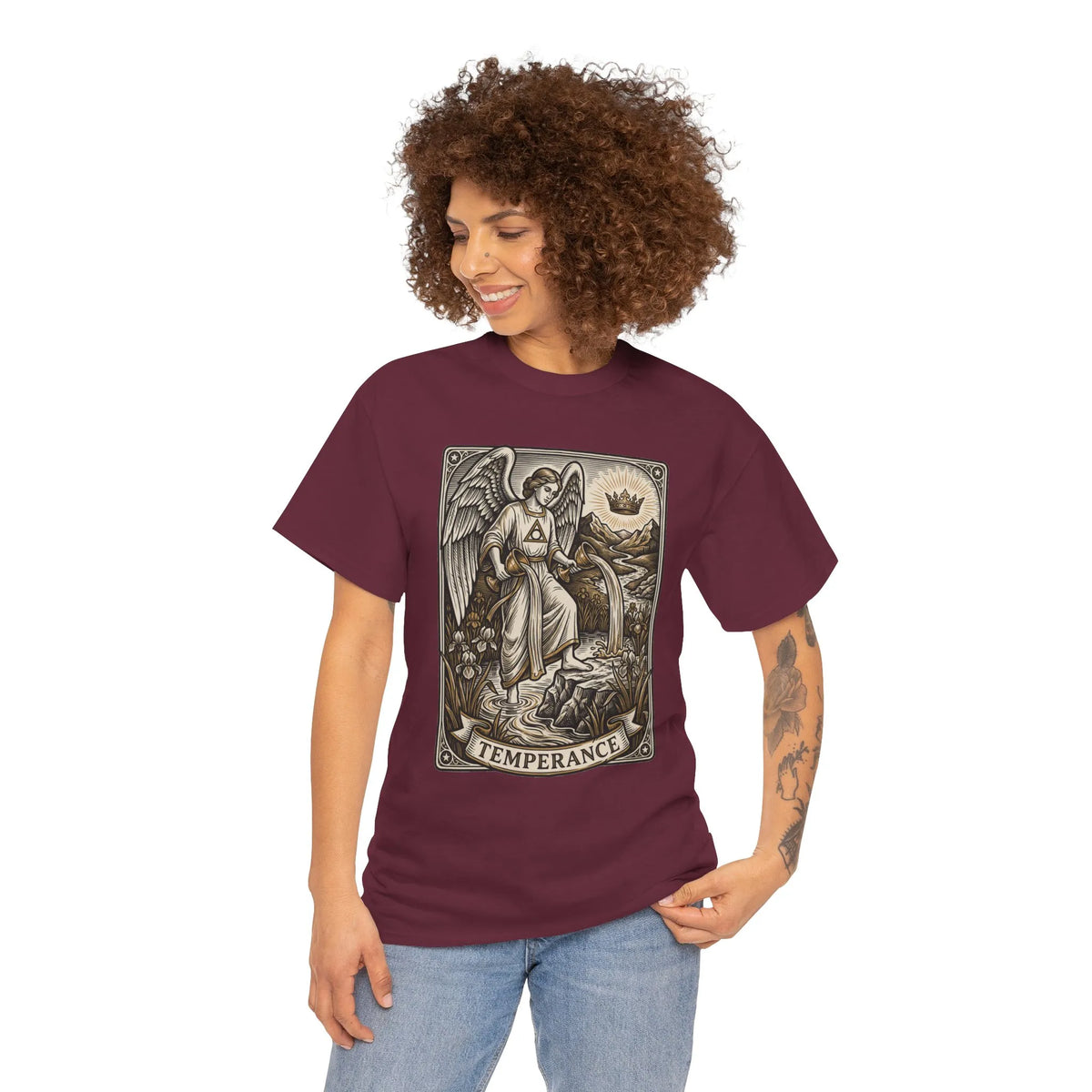 Temperance Angel Tarot Card T-Shirt - Heavy Cotton Classic Fit Tee - Unisex White