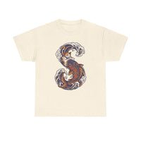 Koi Rider Ukiyo-e Samurai Cat T-Shirt - Heavy Cotton Classic Fit Tee - Unisex White