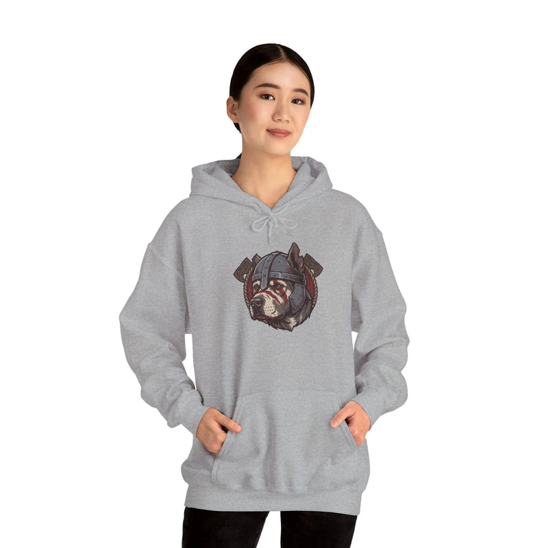 Viking Berserker Dogs Warpaint Hoodie - Medium-Heavy Cotton Blend Fleece - Unisex Sport Grey