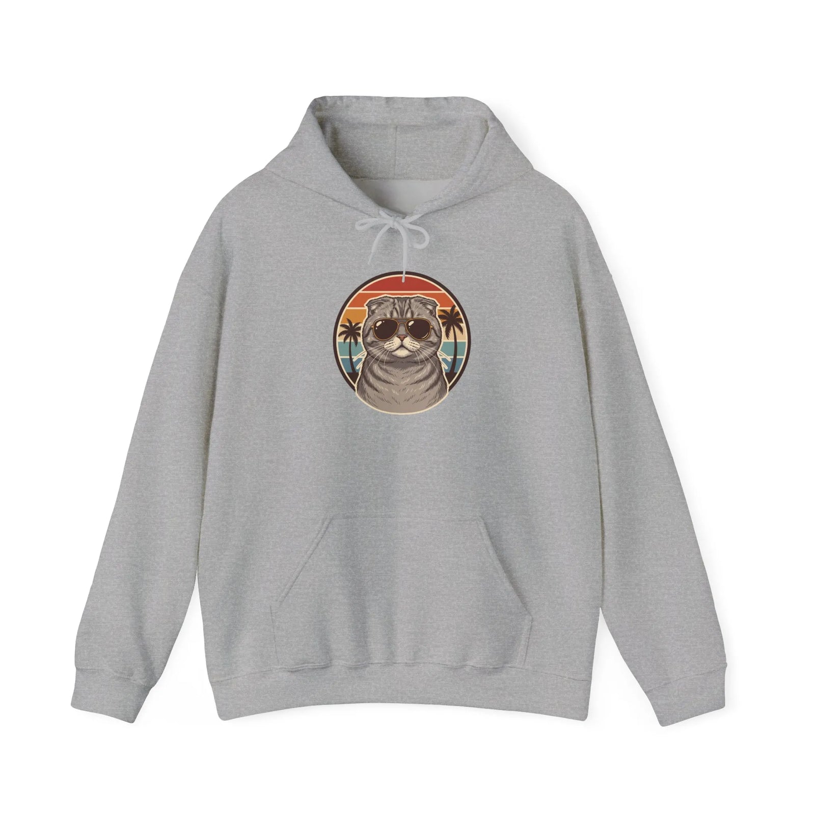 Scottish Fold Cool Cat Aviator Hoodie - Heavy Blend Cotton Poly Fleece - Unisex White