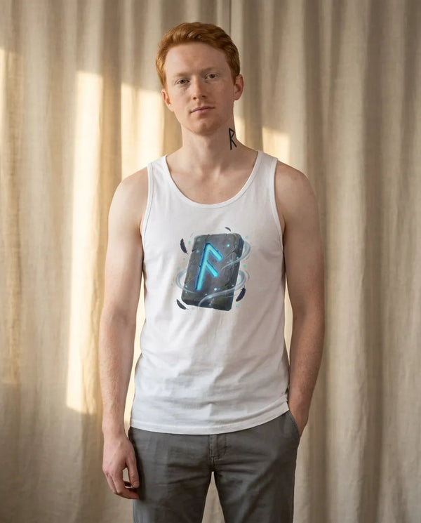 Ansuz Divine Speech Rune Tank Top - Soft Combed Cotton Retail Fit - Unisex White