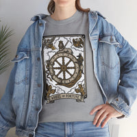Wheel of Fortune Tarot Graphic T-Shirt - Heavyweight Cotton Classic Fit - Unisex White