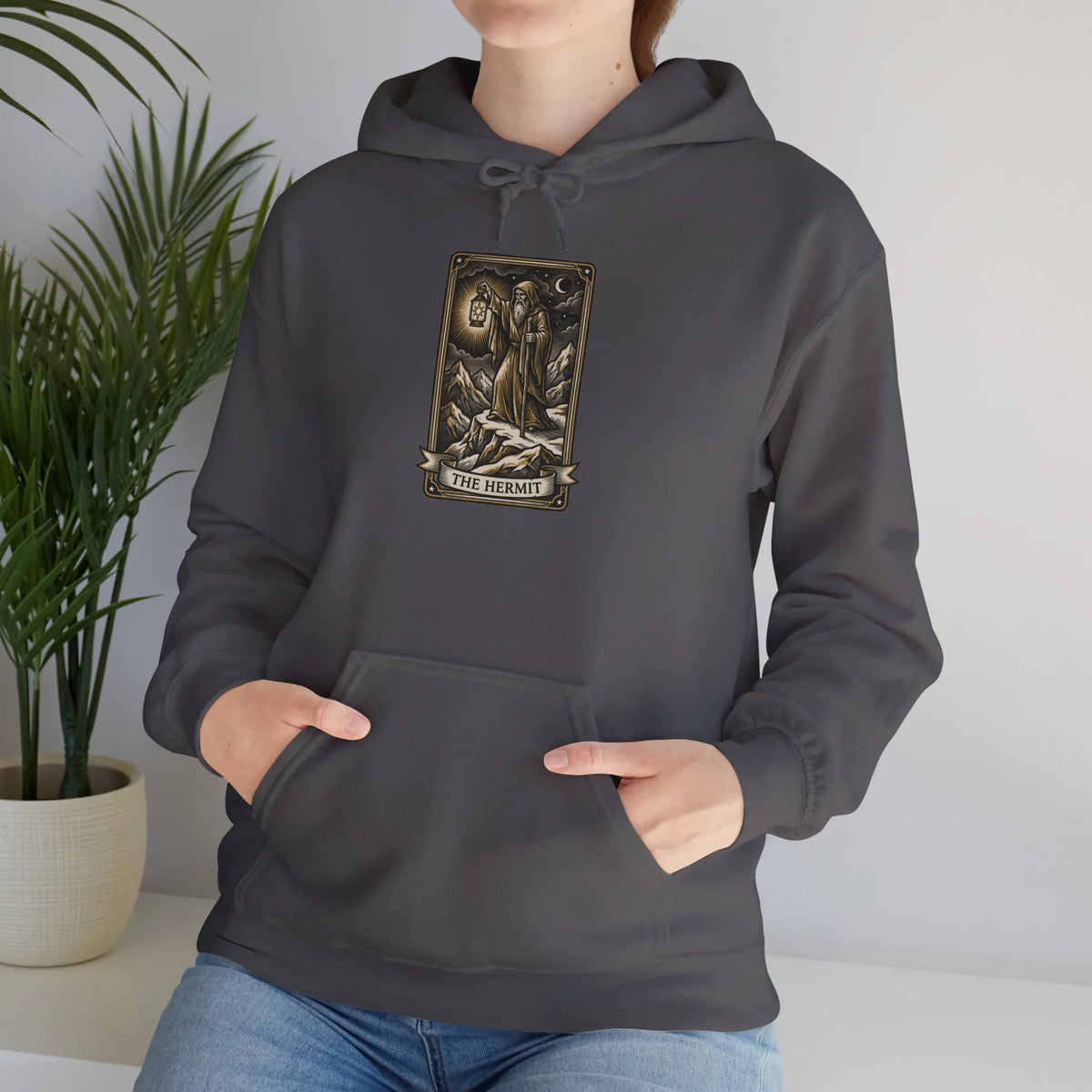 The Hermit Tarot Card Hoodie - Heavy Blend Fleece Pullover - Unisex White