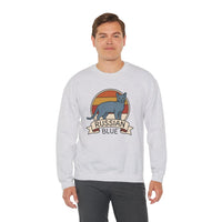 Russian Blue Retro 70s Sunset Sweatshirt - Heavy Blend Crewneck - Unisex White