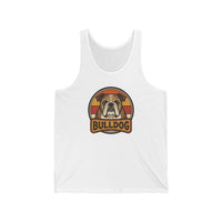 Bulldog Retro 70s Sunset Tank Top - Soft Ringspun Jersey Tank - Unisex White