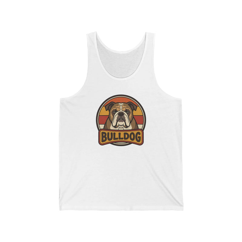 Bulldog Retro 70s Sunset Tank Top - Soft Ringspun Jersey Tank - Unisex White