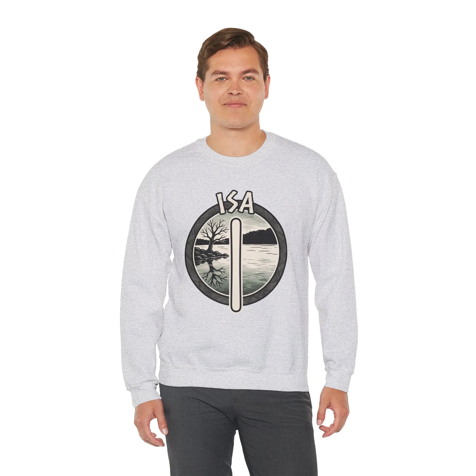 Isa Rune Ice Stillness Sweatshirt - Heavy Blend Crewneck Fleece - Unisex White