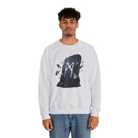 Mannaz Rune Stone Graphic Sweatshirt - Heavy Blend Crewneck Pullover - Unisex Off White