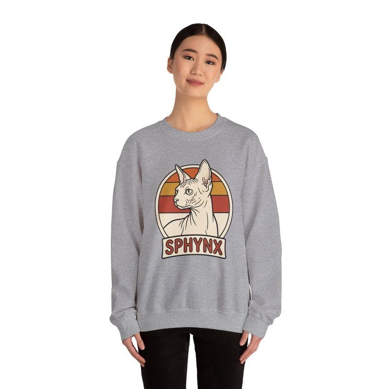 Sphynx Retro 70s Sunset Breeds Sweatshirt - Heavy Blend Crewneck Fleece - Unisex Ash