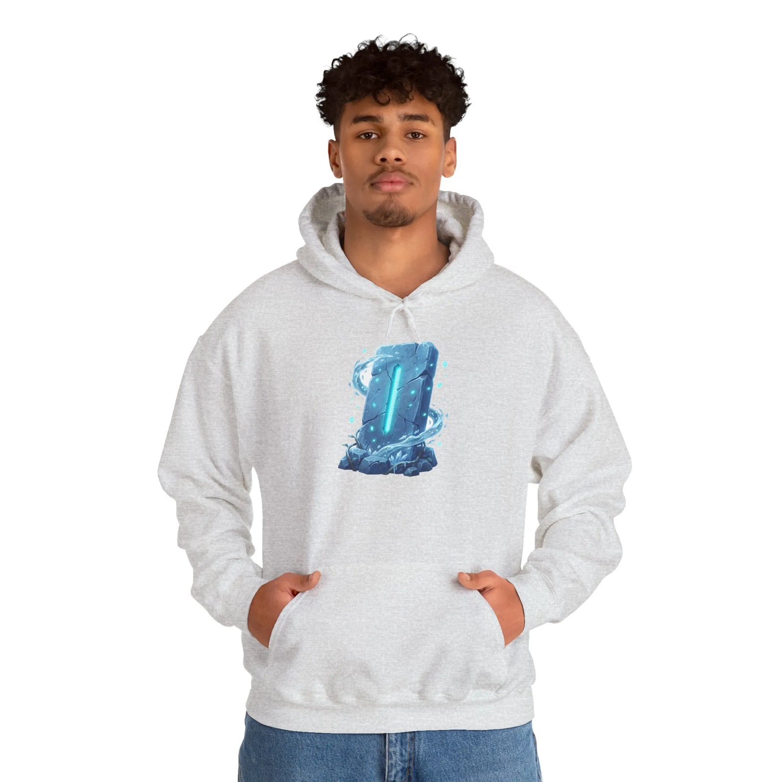 Isa Rune Ice Hoodie - Heavy Blend Cotton Blend Pullover - Unisex White