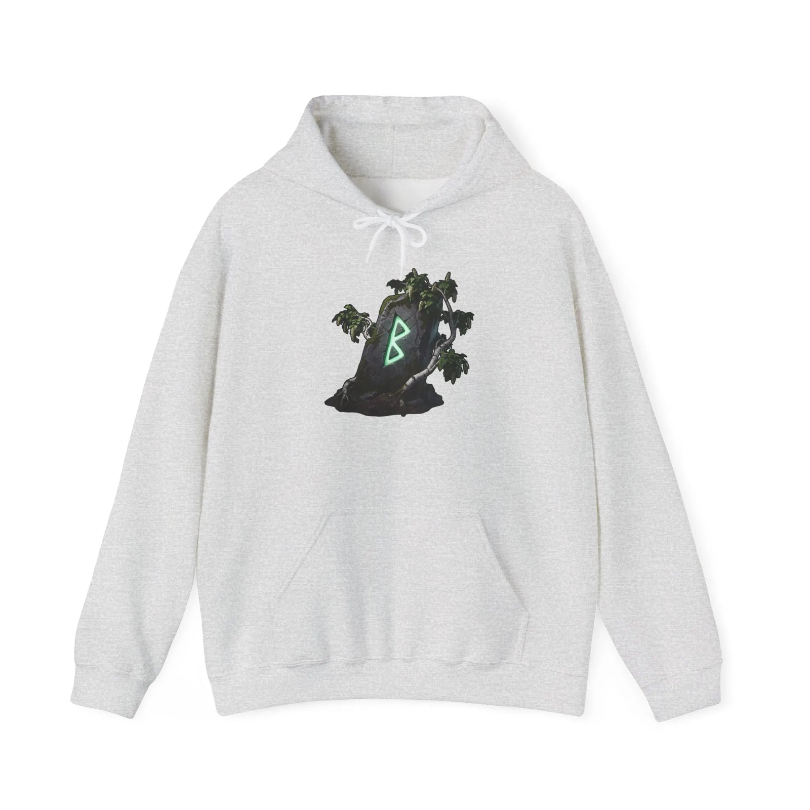 Berkana Birch Rune Graphic Hoodie - Soft Cotton-Poly Blend Pullover - Unisex White