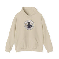 Meditating Cat Sacred Geometry Hoodie - Heavy Blend Fleece Pullover - Unisex White
