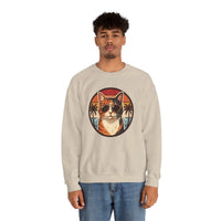 Calico Cool Cats 70s Sunset Aviators Sweatshirt - Medium Heavyweight Fleece Crewneck - Unisex White