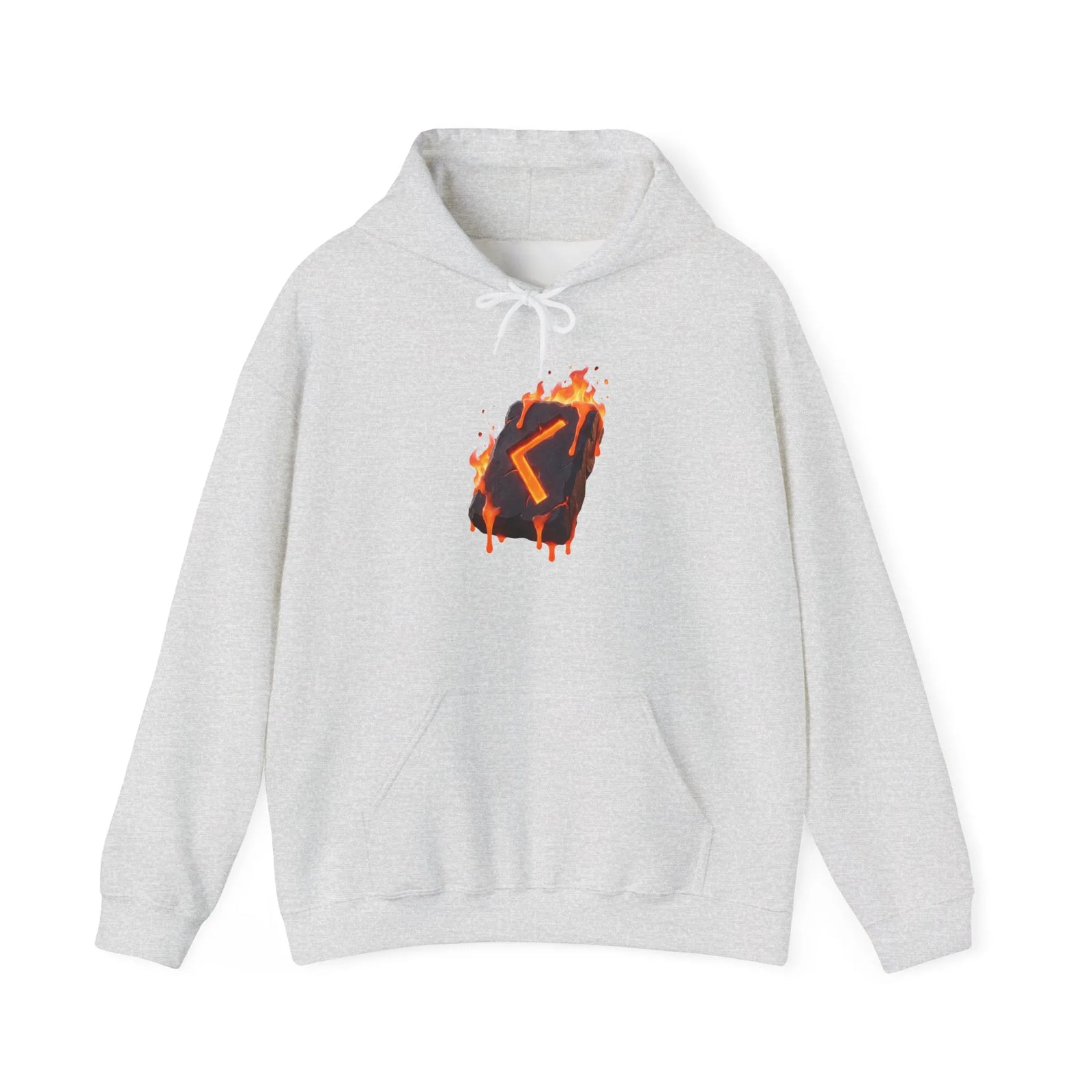 Kenaz Rune Torch Flame Hoodie - Soft Fleece Pullover Hoodie - Unisex White
