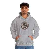 Garmr Odin's Wolves Norse Woodcut Hoodie - Heavy Blend Fleece Pullover - Unisex White