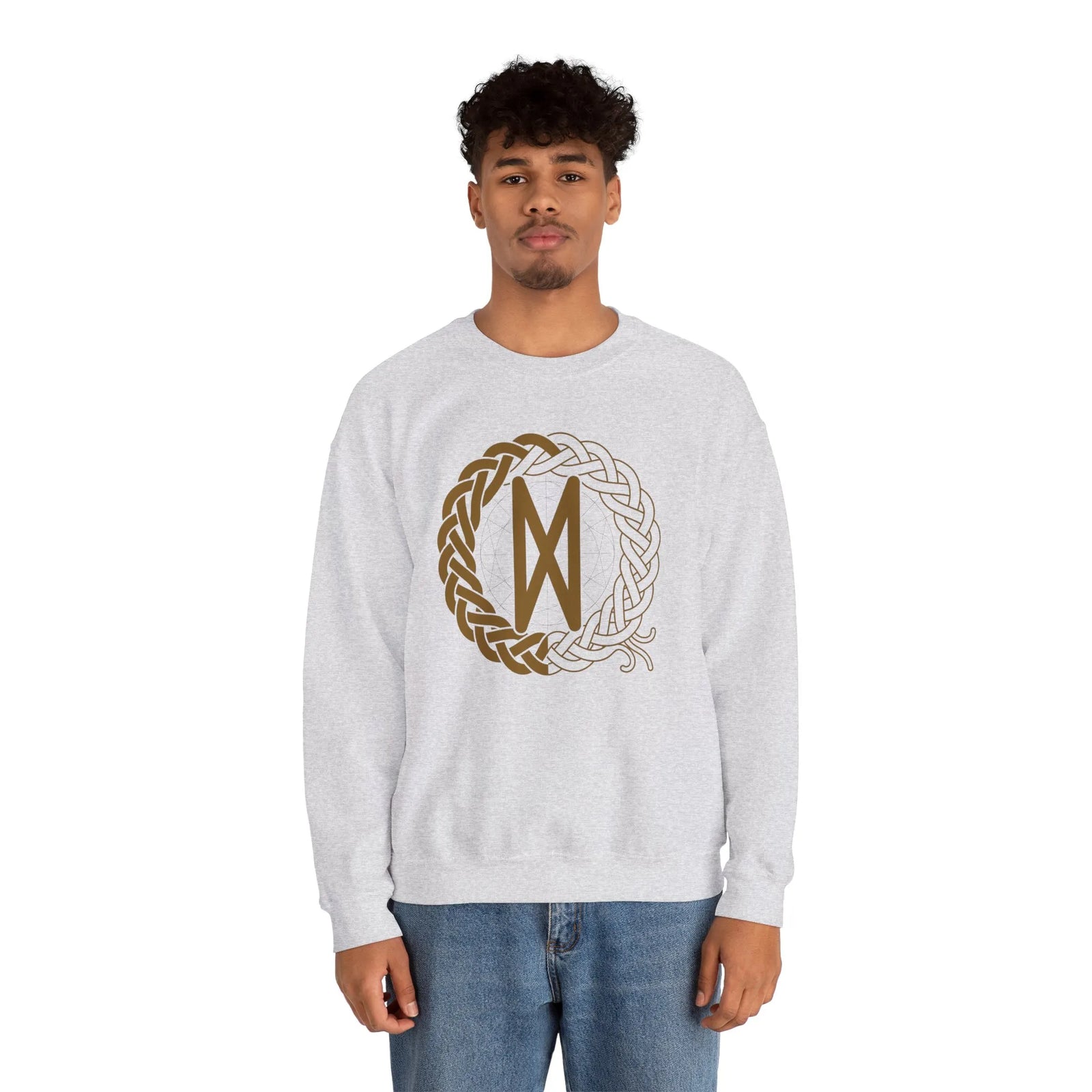 Dagaz Rune Dawn & Dusk Sweatshirt - Heavy Blend Classic Fit Crewneck - Unisex White