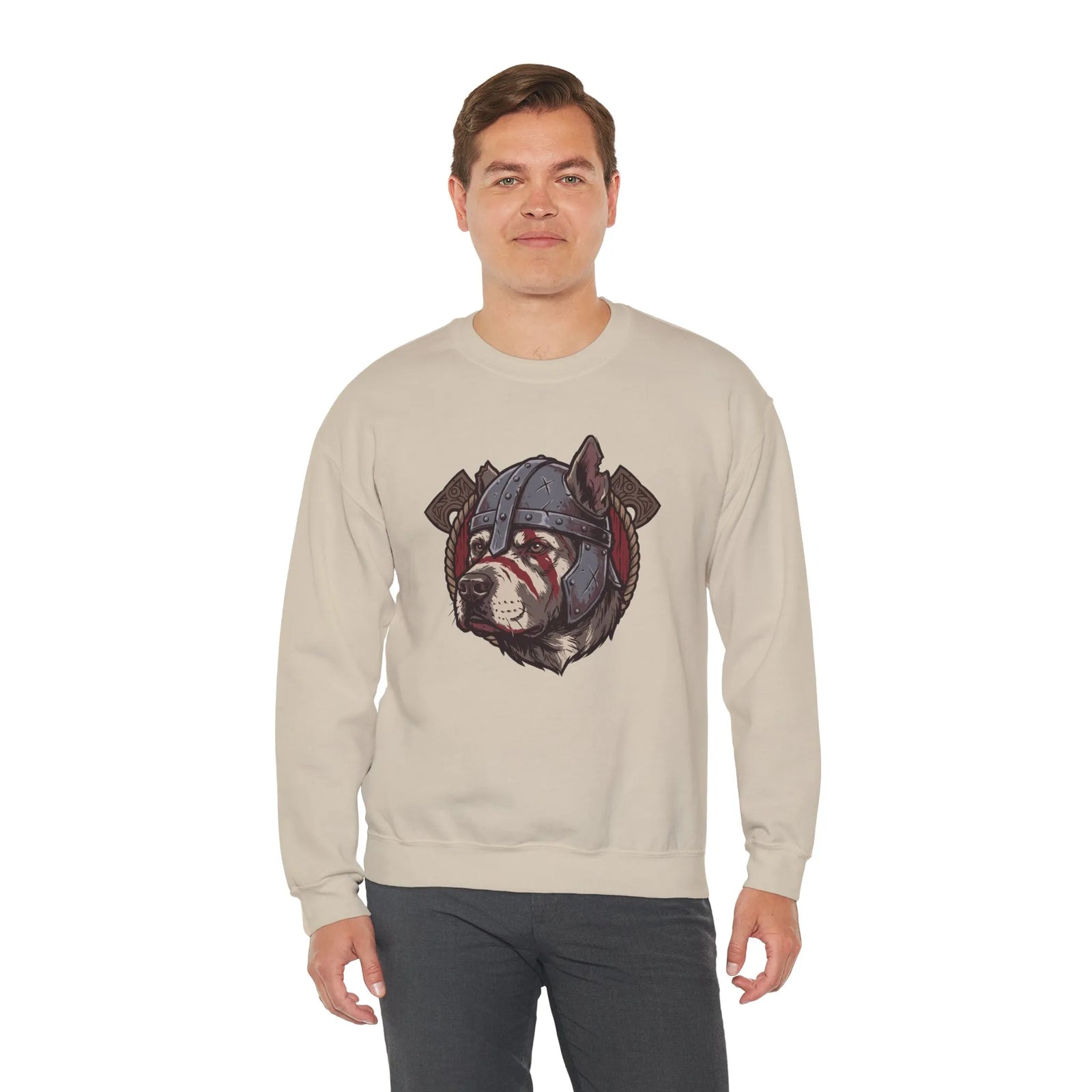 Warpaint Viking Berserker Dog Sweatshirt - Durable Cotton Blend Fleece Crew - Unisex White