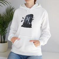 Mannaz Rune Humanity Reflection Hoodie - Heavyweight Fleece Pullover - Unisex White