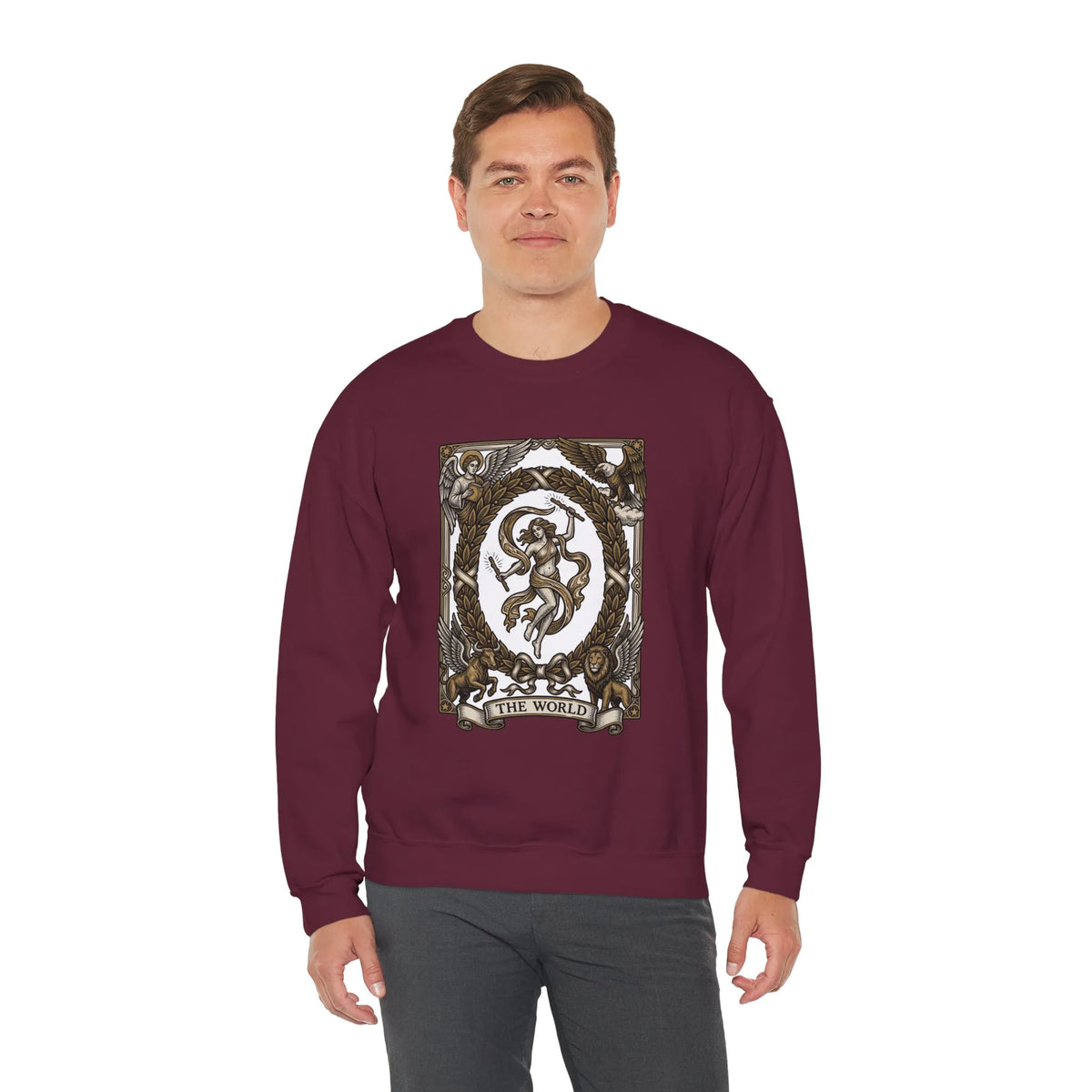 The World Tarot Card Sweatshirt - Heavy Blend Fleece Crewneck - Unisex White
