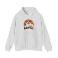 Ragdoll Cat Retro 70s Sunset Hoodie - Soft Blend Fleece Pullover Hoodie - Unisex White