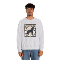 Sacred Geometry Spirit Dog Sweatshirt - Heavyweight Cotton Blend Crewneck - Unisex White