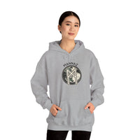 Mannaz Rune Symbol Graphic Hoodie - Heavy Blend Fleece Pullover - Unisex White