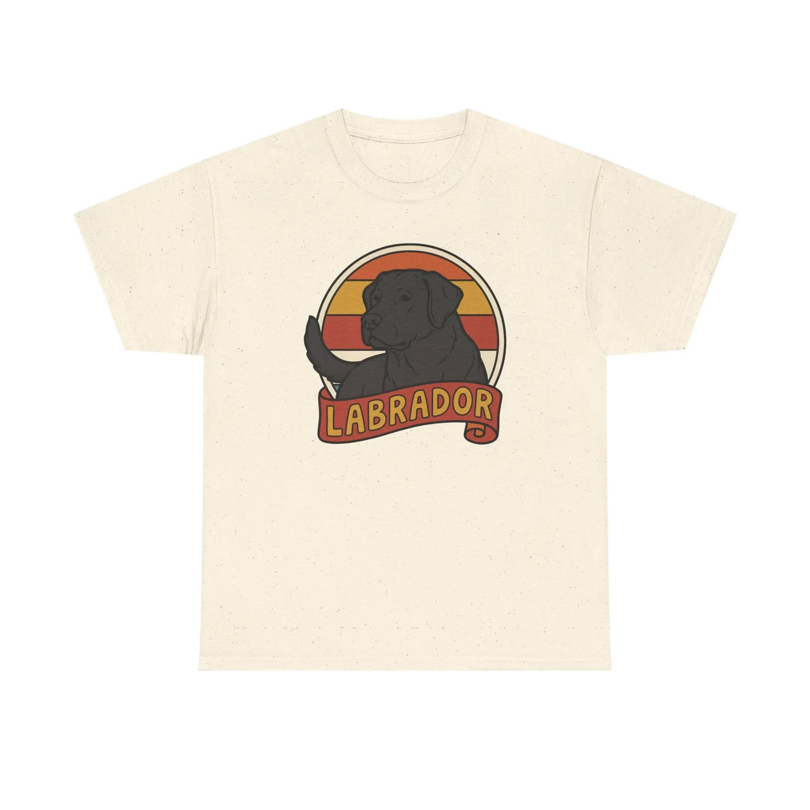 Labrador Retro 70s Sunset T-Shirt - Heavy Cotton Classic Fit Tee - Unisex White