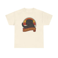 Labrador Retro 70s Sunset T-Shirt - Heavy Cotton Classic Fit Tee - Unisex White