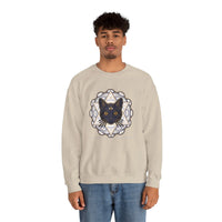 Third Eye Sacred Geometry Cat Sweatshirt - Heavy Blend Fleece Crewneck - Unisex White
