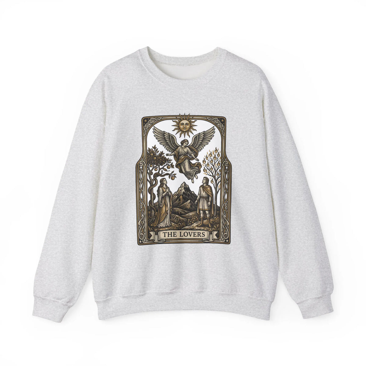 The Lovers Tarot Card Sweatshirt - Heavy Blend Fleece Crewneck - Unisex White