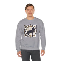Sacred Geometry Spirit Dog Sweatshirt - Heavyweight Cotton Blend Crewneck - Unisex White